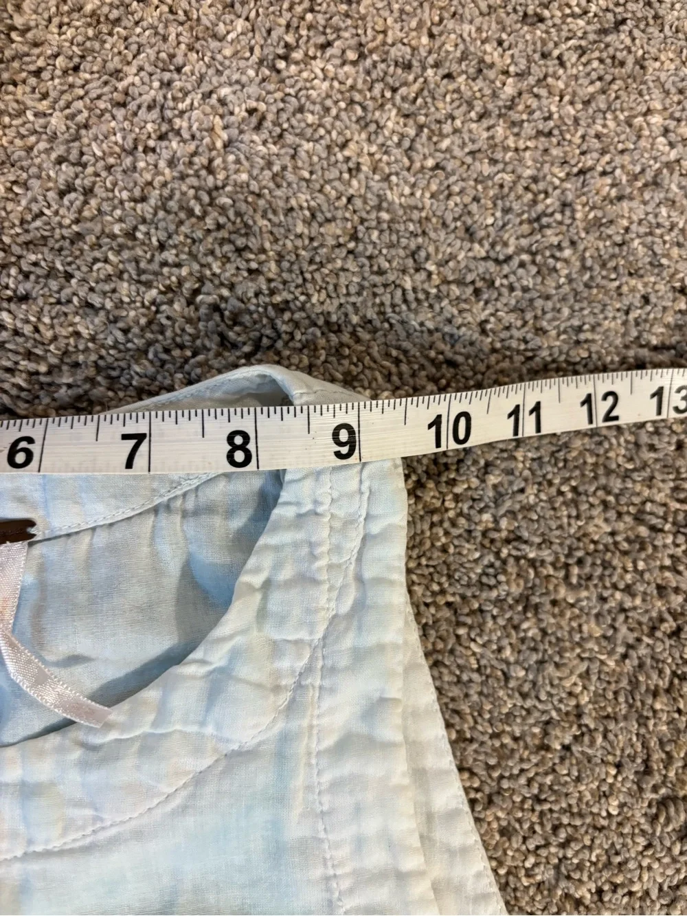 Free People Light Blue Linen Sleeveless Round Neck Mini Dress Ruffle Hem Medium